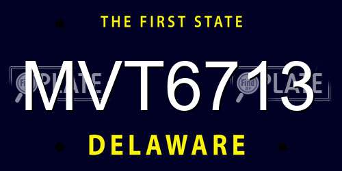 MVT6713 Delaware License Plate