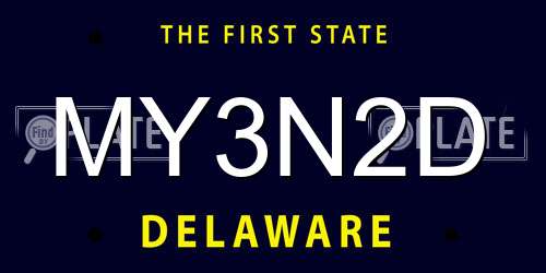 MY3N2D Delaware License Plate