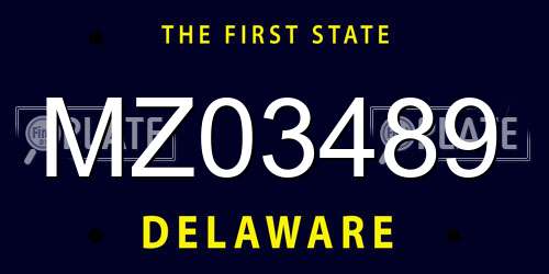 MZ03489 Delaware License Plate