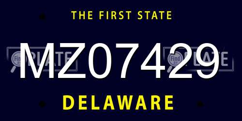 MZ07429 Delaware License Plate