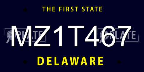MZ1T467 Delaware License Plate