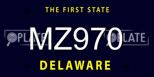 MZ970 Delaware License Plate