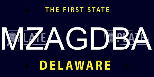 MZAGDBA Delaware License Plate