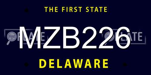 MZB226 Delaware License Plate