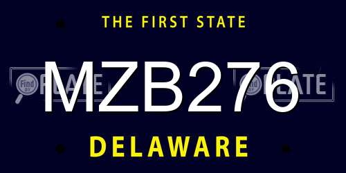 MZB276 Delaware License Plate