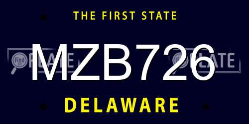 MZB726 Delaware License Plate