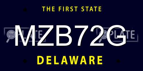 MZB72G Delaware License Plate
