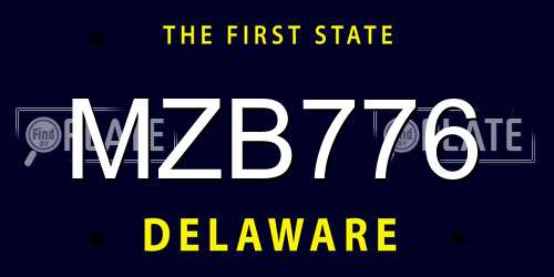 MZB776 Delaware License Plate