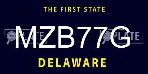 MZB77G Delaware License Plate