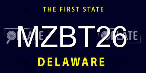 MZBT26 Delaware License Plate