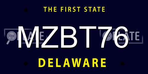 MZBT76 Delaware License Plate