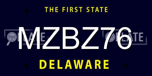 MZBZ76 Delaware License Plate