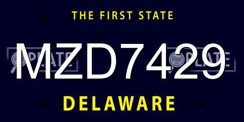 MZD7429 Delaware License Plate