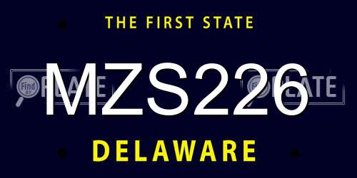 MZS226 Delaware License Plate