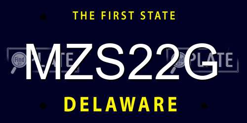 MZS22G Delaware License Plate