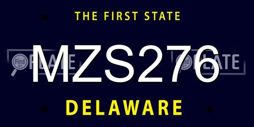 MZS276 Delaware License Plate