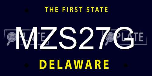 MZS27G Delaware License Plate