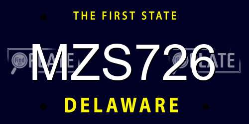 MZS726 Delaware License Plate