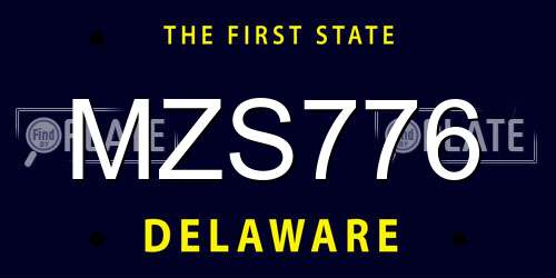 MZS776 Delaware License Plate