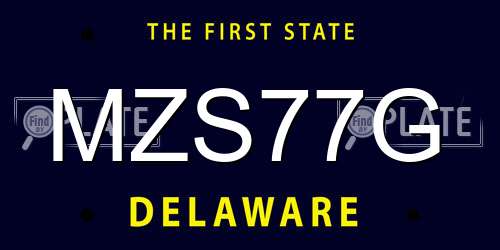 MZS77G Delaware License Plate