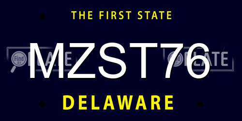 MZST76 Delaware License Plate