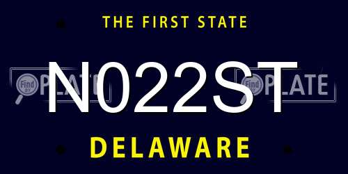 N022ST Delaware License Plate