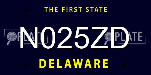 N025ZD Delaware License Plate