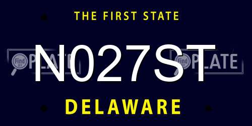 N027ST Delaware License Plate