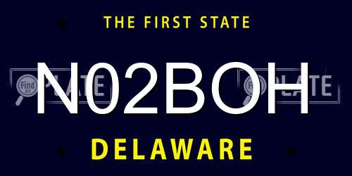 N02BOH Delaware License Plate