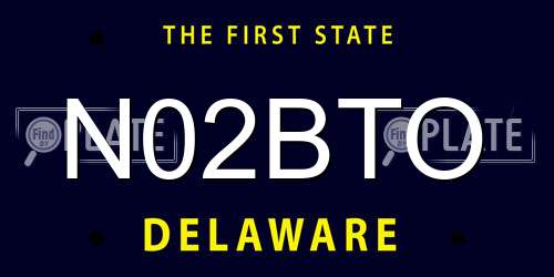 N02BTO Delaware License Plate