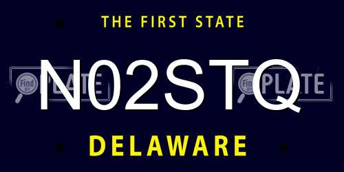 N02STQ Delaware License Plate