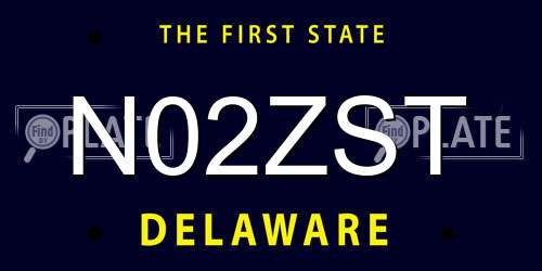 N02ZST Delaware License Plate