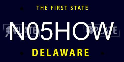 N05HOW Delaware License Plate