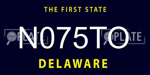 N075TO Delaware License Plate