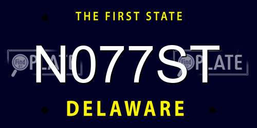 N077ST Delaware License Plate