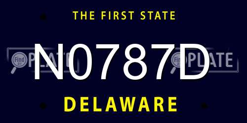 N0787D Delaware License Plate