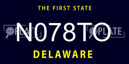 N078TO Delaware License Plate
