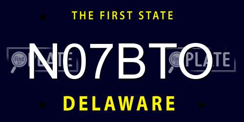 N07BTO Delaware License Plate