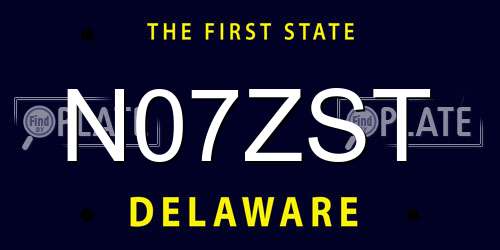 N07ZST Delaware License Plate