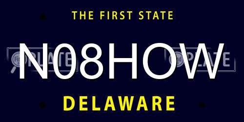 N08HOW Delaware License Plate