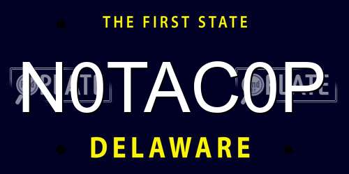 N0TAC0P Delaware License Plate