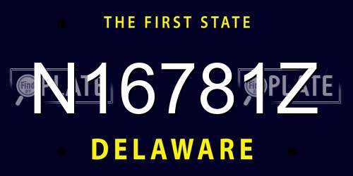 N16781Z Delaware License Plate