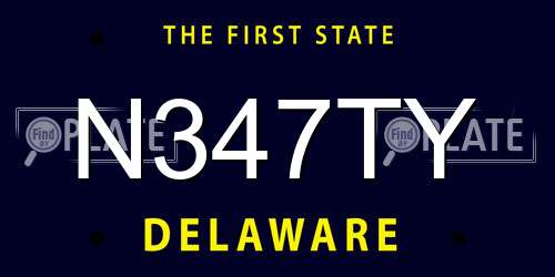 N347TY Delaware License Plate