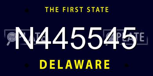 N445545 Delaware License Plate
