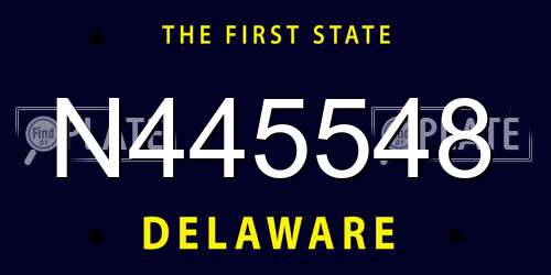 N445548 Delaware License Plate