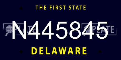 N445845 Delaware License Plate