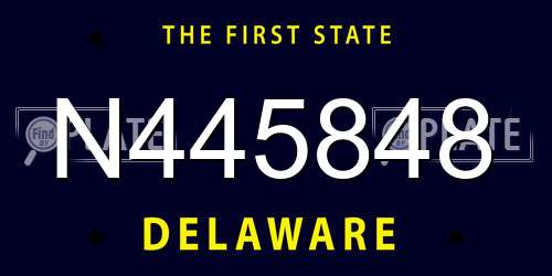 N445848 Delaware License Plate