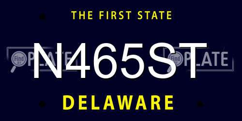 N465ST Delaware License Plate