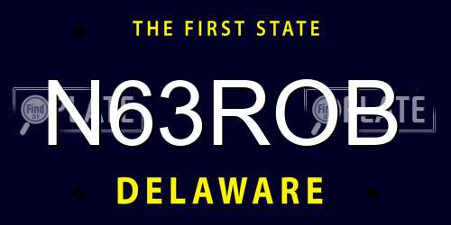 N63ROB Delaware License Plate