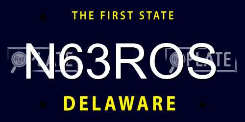 N63ROS Delaware License Plate